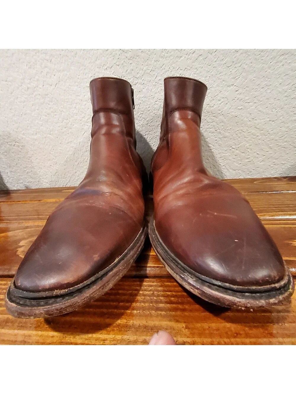 FRYE Paul Leather Boots  Inside Zip Men's Size 13D  Cognac Brown Mexico